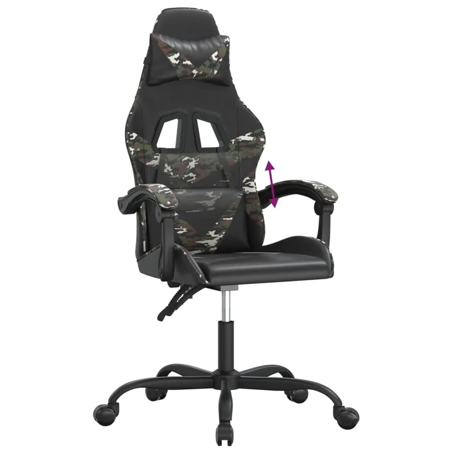 Chaise de jeu Noir et camouflage Similicuir - 7