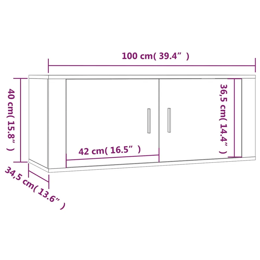 Meuble TV mural Chêne fumé 100x34,5x40 cm - 11