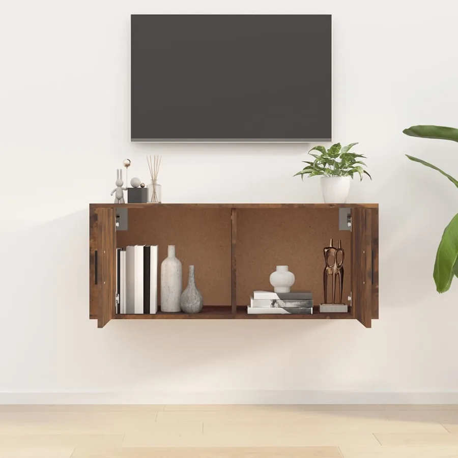 Meuble TV mural Chêne fumé 100x34,5x40 cm - 3