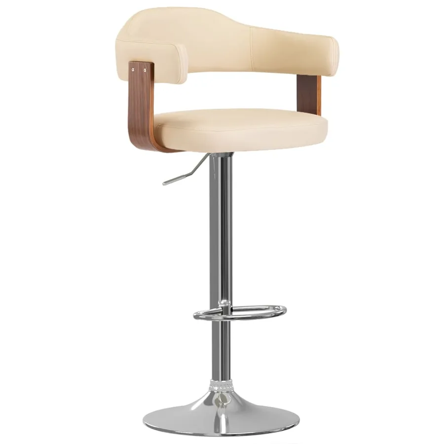 Tabourets de bar lot de 2 crème bois courbé et similicuir - 2