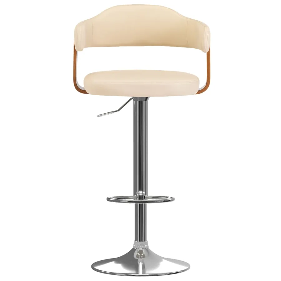Tabourets de bar lot de 2 crème bois courbé et similicuir - 3