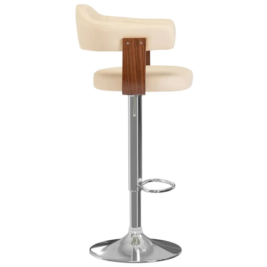 Tabourets de bar lot de 2 crème bois courbé et similicuir - 4