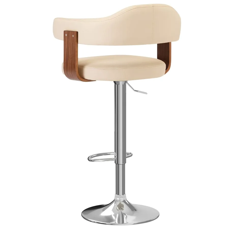 Tabourets de bar lot de 2 crème bois courbé et similicuir - 5