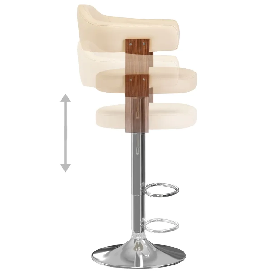 Tabourets de bar lot de 2 crème bois courbé et similicuir - 6
