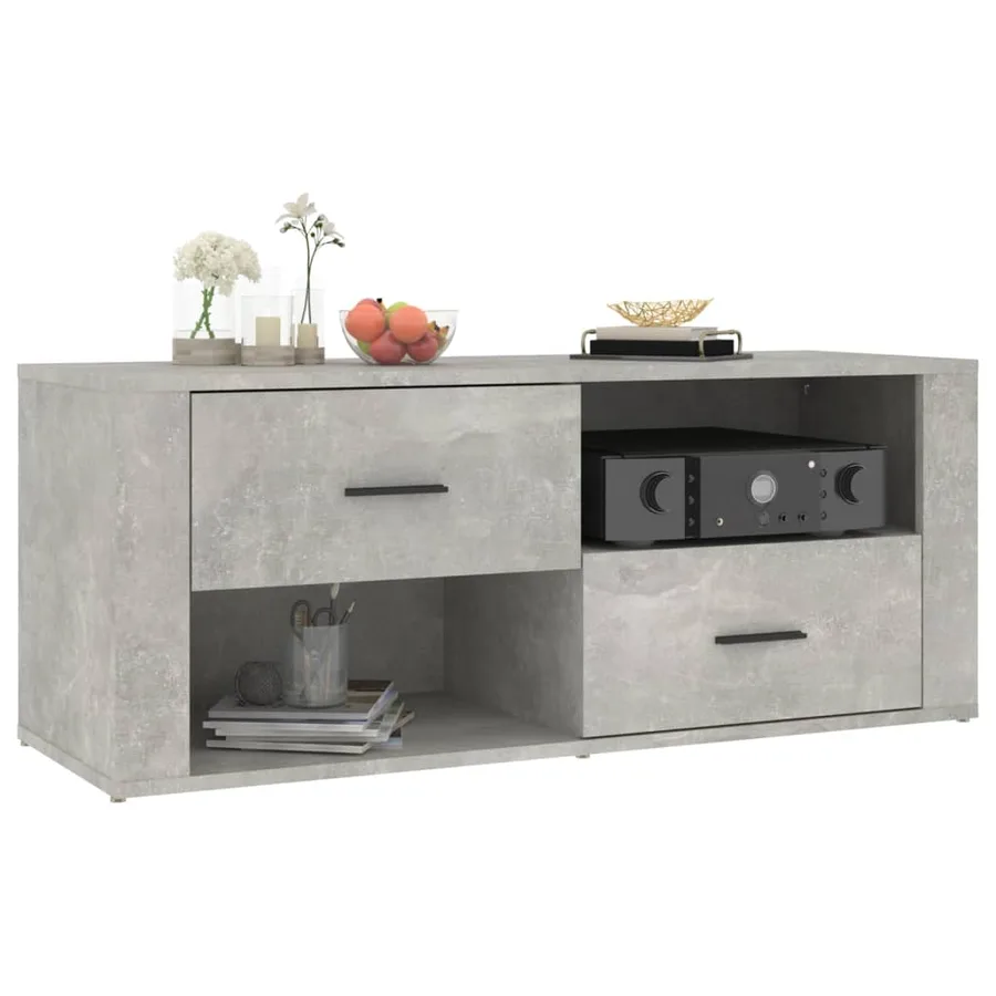 Meuble TV Gris béton 100x35x40 cm Bois d'ingénierie - 4