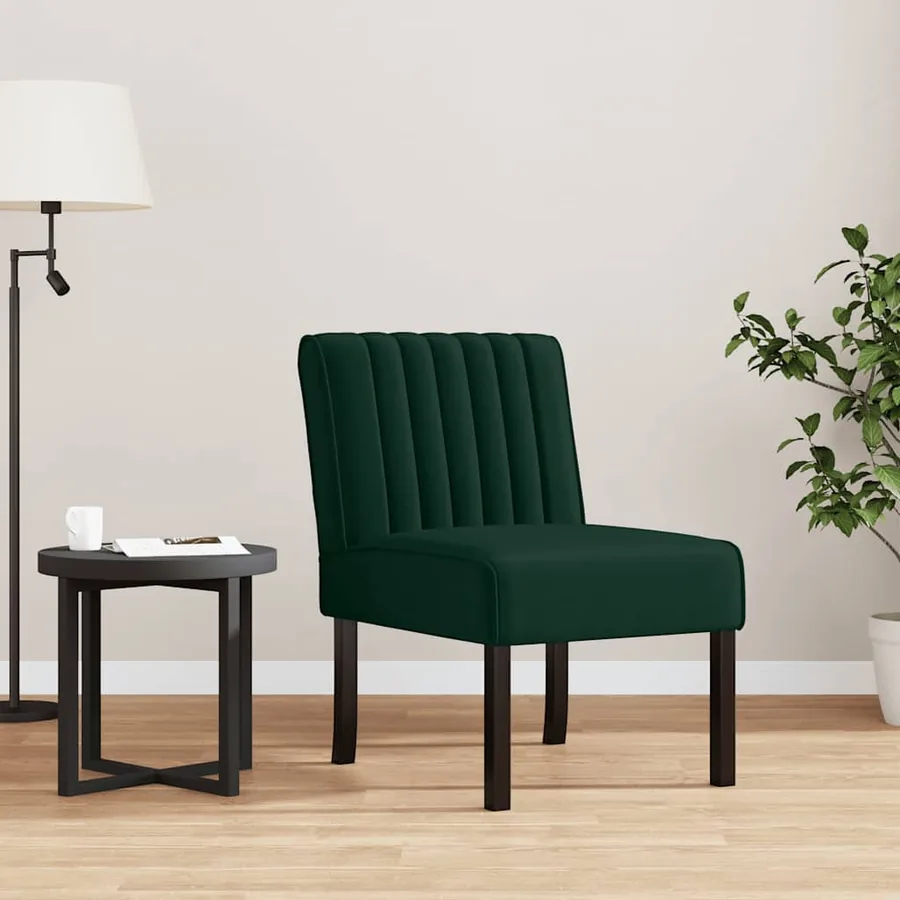 Fauteuil sans accoudoirs vert foncé velours