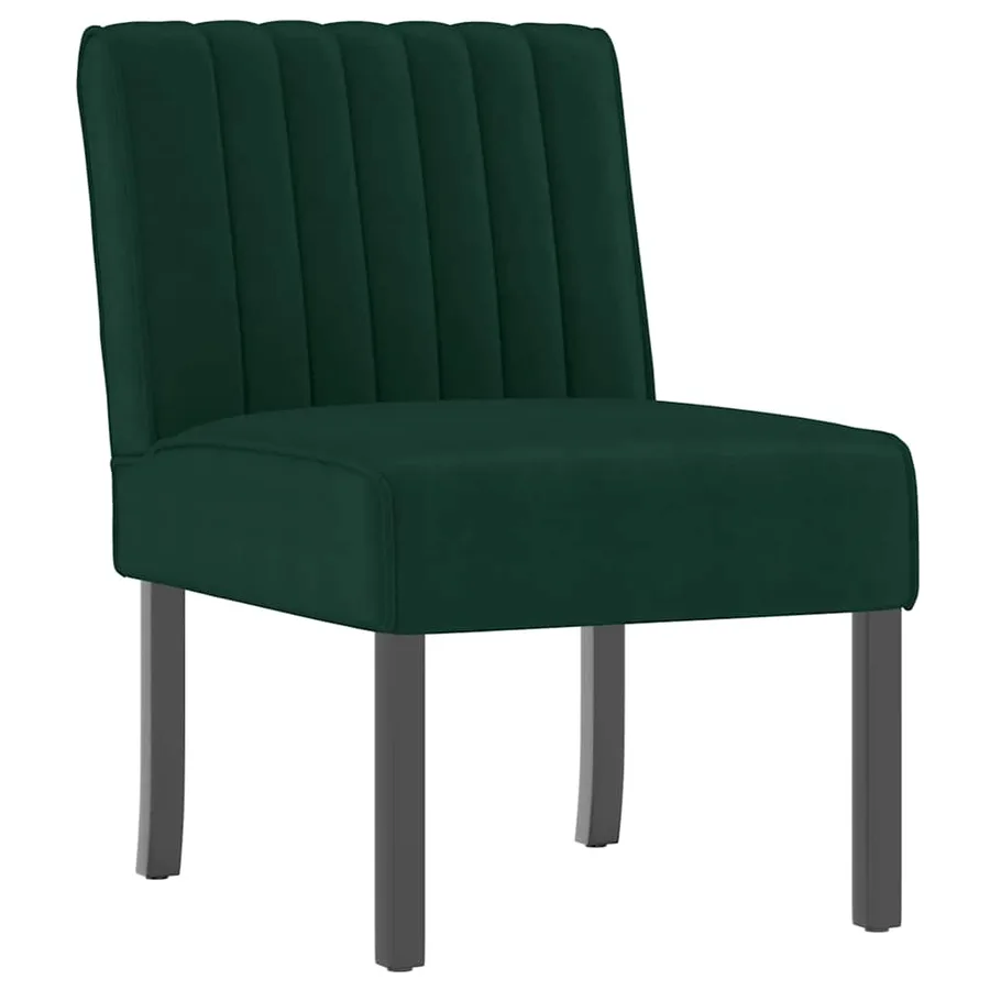 Fauteuil sans accoudoirs vert foncé velours - 2