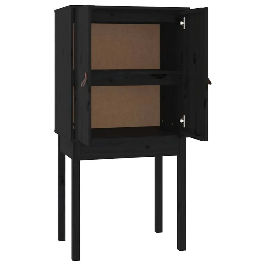 Buffet haut Noir 60x40x120 cm Bois massif de pin - 2
