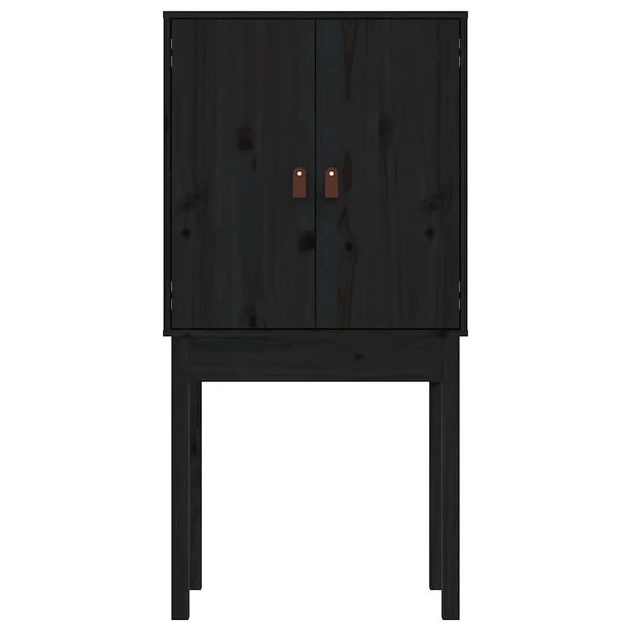 Buffet haut Noir 60x40x120 cm Bois massif de pin - 6