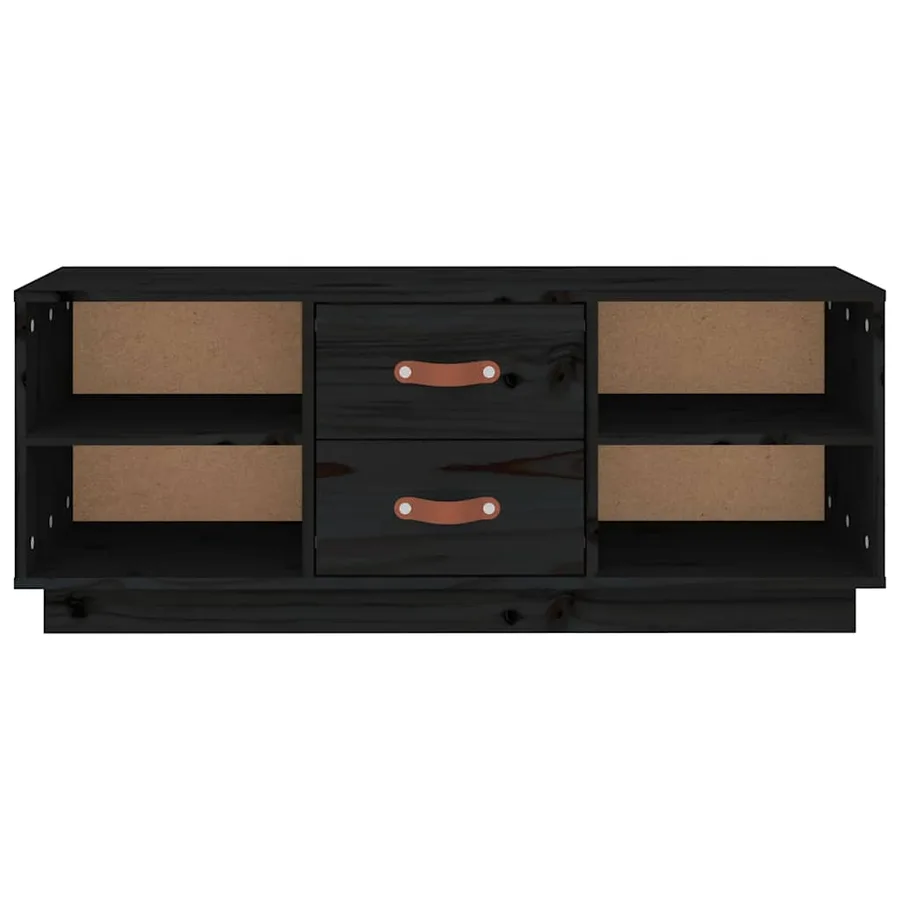 Meuble TV Noir 100x34x40 cm Bois de pin massif - 6