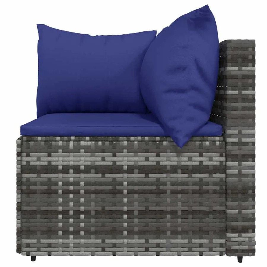 Salon de jardin 4 pcs avec coussins Gris Résine tressée - 7