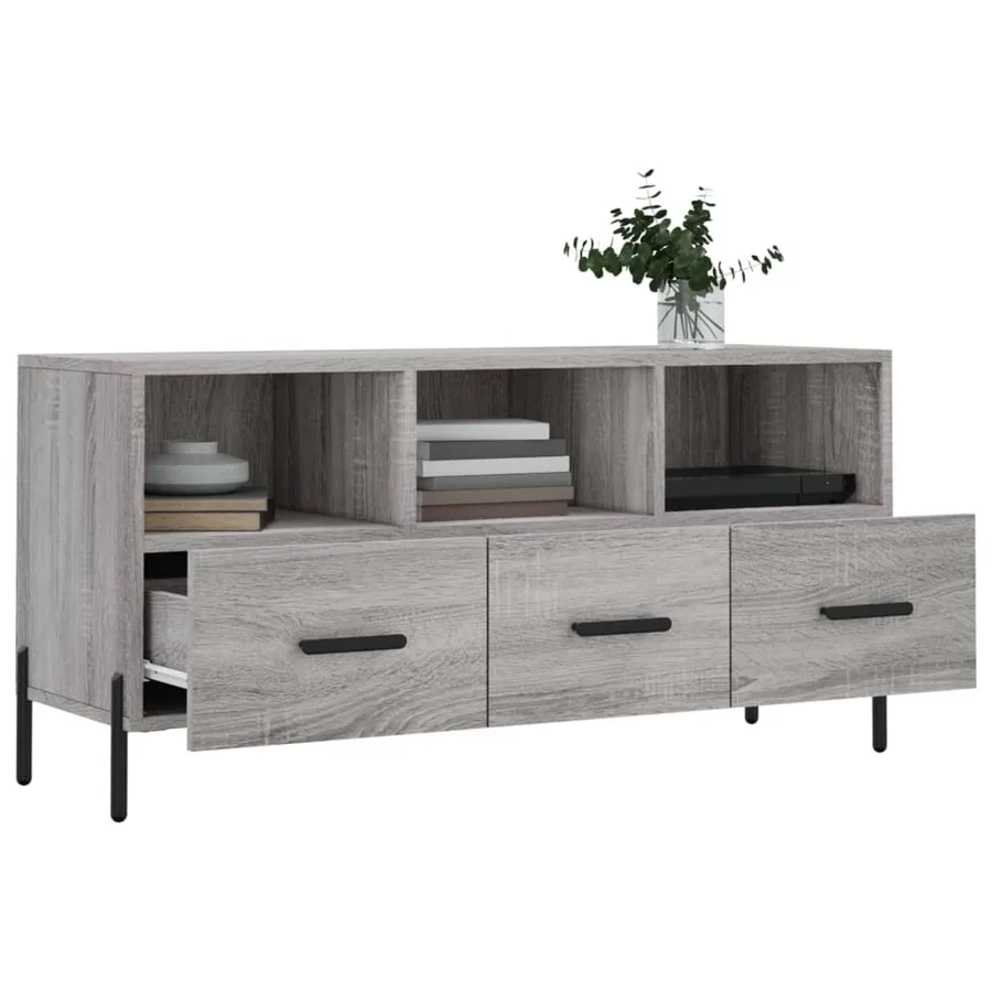 Meuble TV sonoma gris 102x36x50 cm bois d'ingénierie - 4