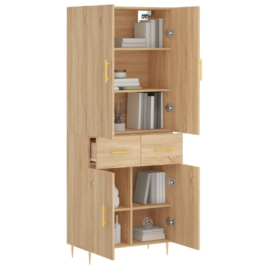 Buffet haut Chêne sonoma 69,5x34x180 cm Bois d'ingénierie - 3
