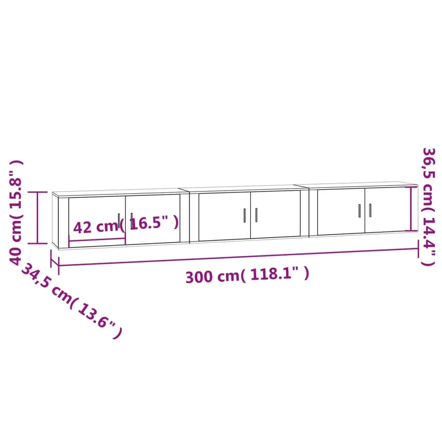Meubles TV muraux 3 pcs chêne fumé 100x34,5x40 cm - 8