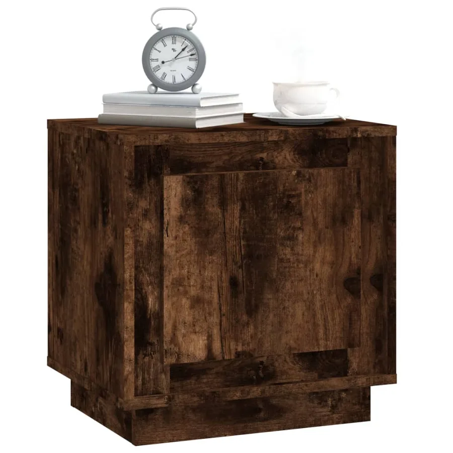Table de chevet chêne fumé 44x35x45 cm bois d'ingénierie - 4