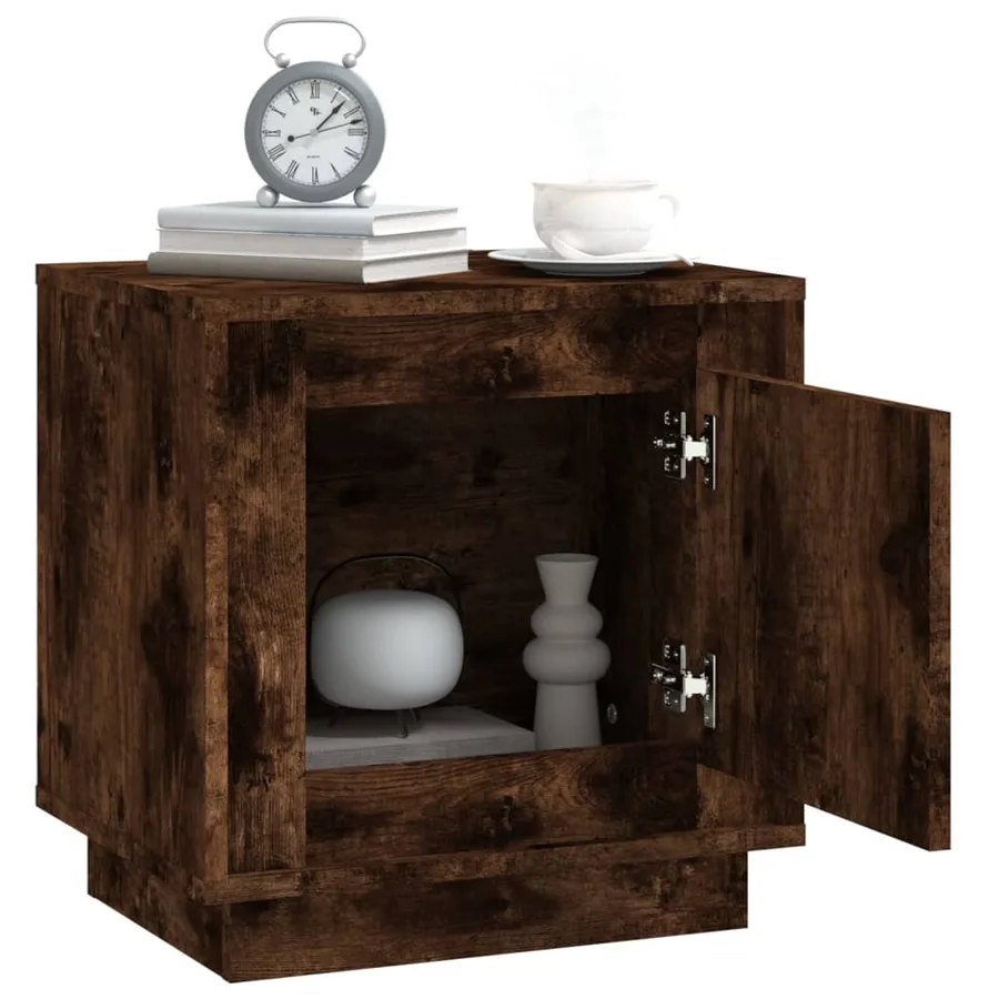 Table de chevet chêne fumé 44x35x45 cm bois d'ingénierie - 5