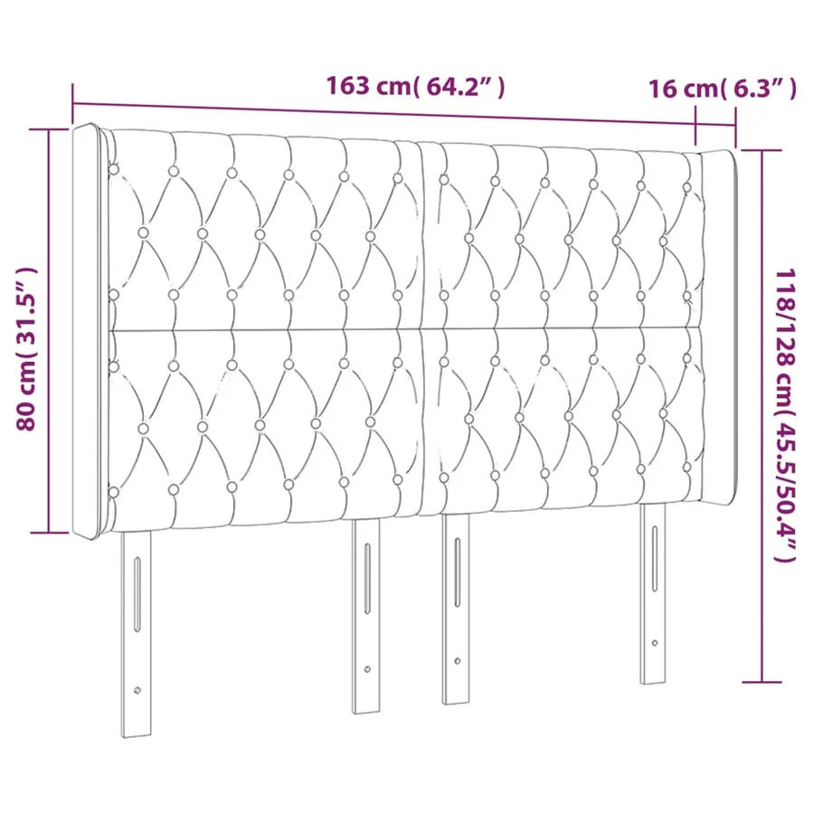 Tête de lit avec oreilles Bleu 163x16x118/128 cm Tissu - 9
