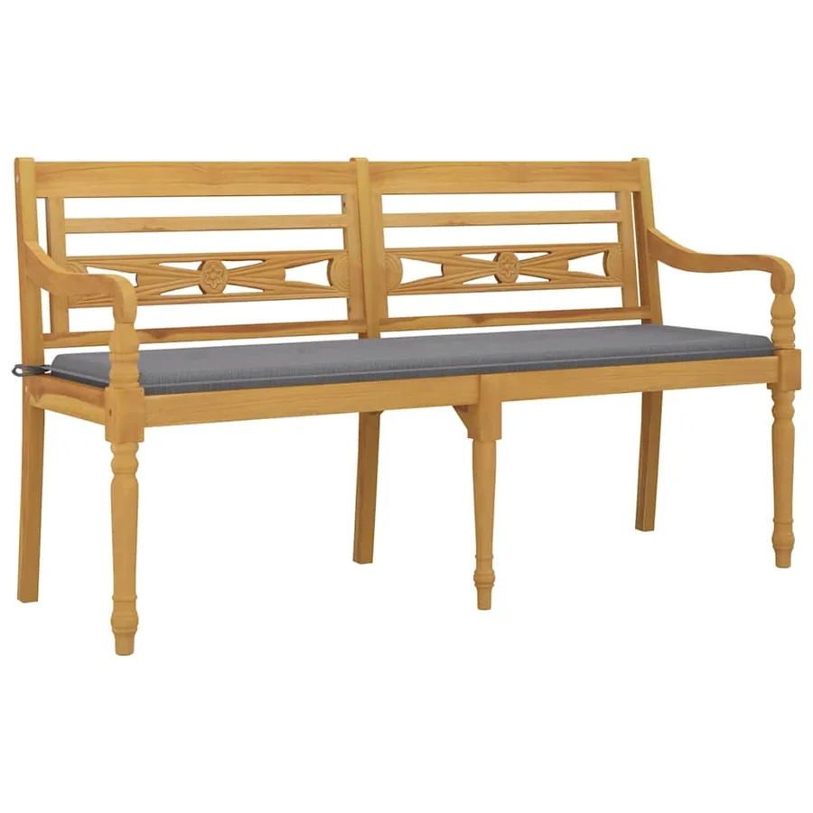 Banc Batavia avec coussin gris 150 cm Bois de teck massif - 3