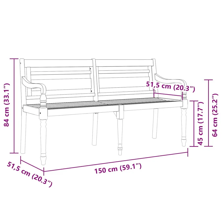 Banc Batavia avec coussin gris 150 cm Bois de teck massif - 8