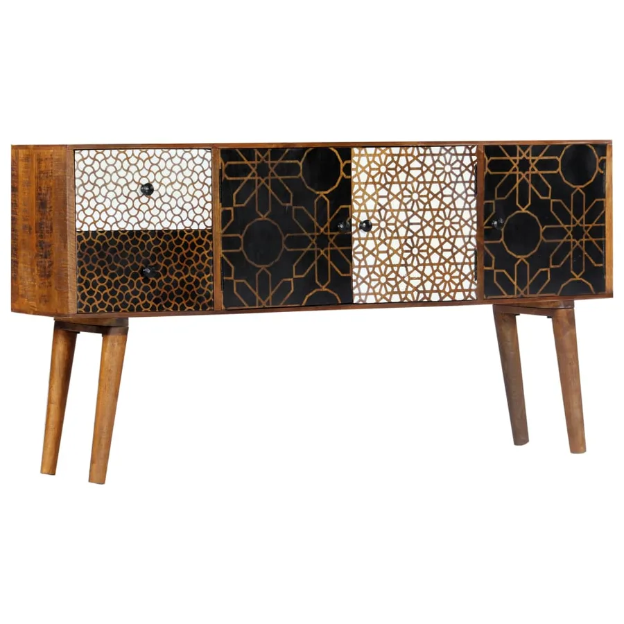 Buffet avec motif imprimé 130x30x70 cm Bois de manguier massif - 10
