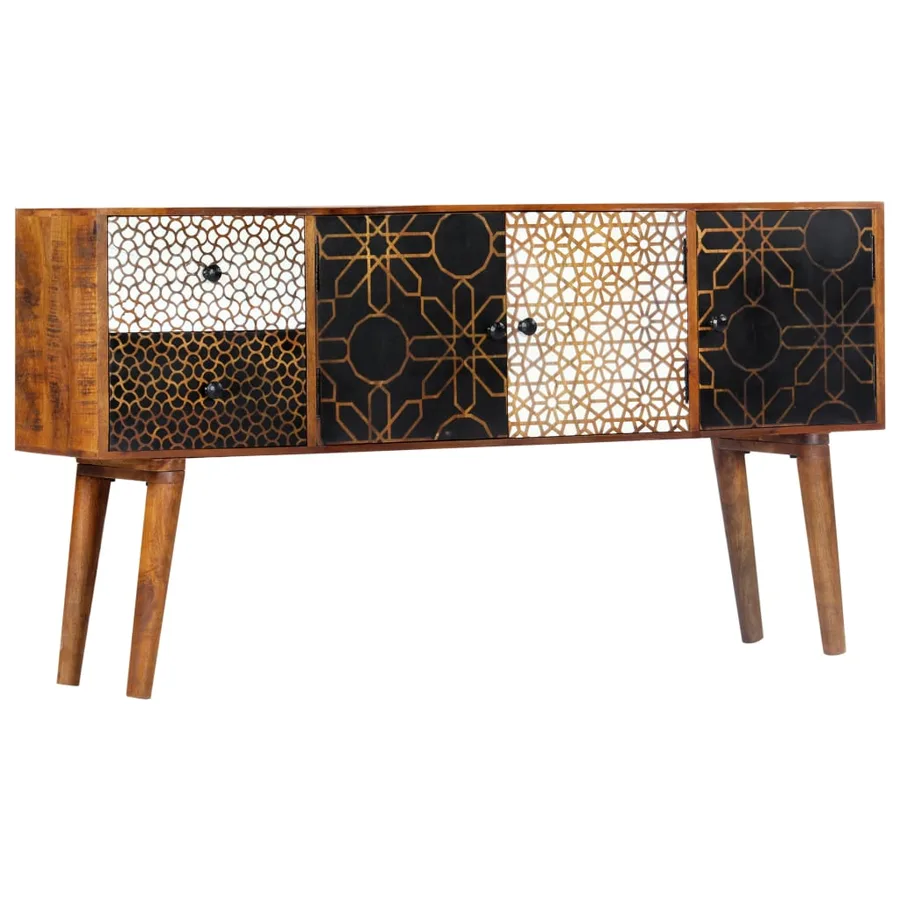 Buffet avec motif imprimé 130x30x70 cm Bois de manguier massif - 11