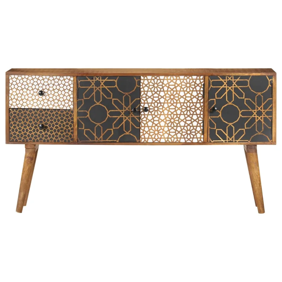 Buffet avec motif imprimé 130x30x70 cm Bois de manguier massif - 2