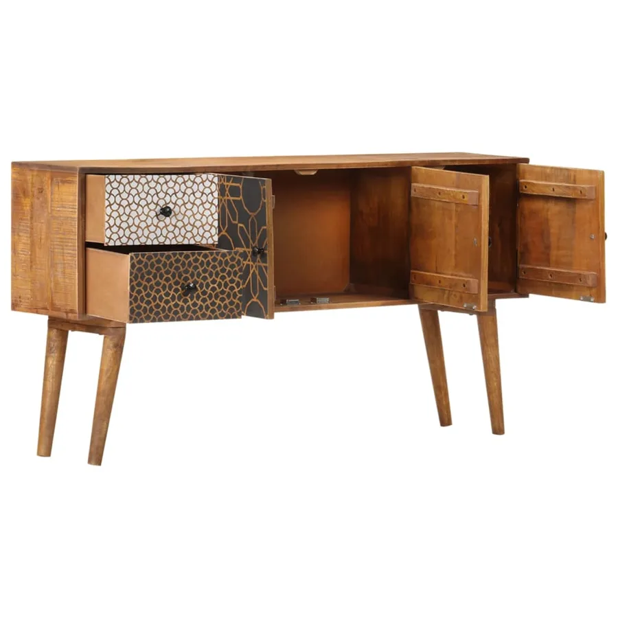 Buffet avec motif imprimé 130x30x70 cm Bois de manguier massif - 3