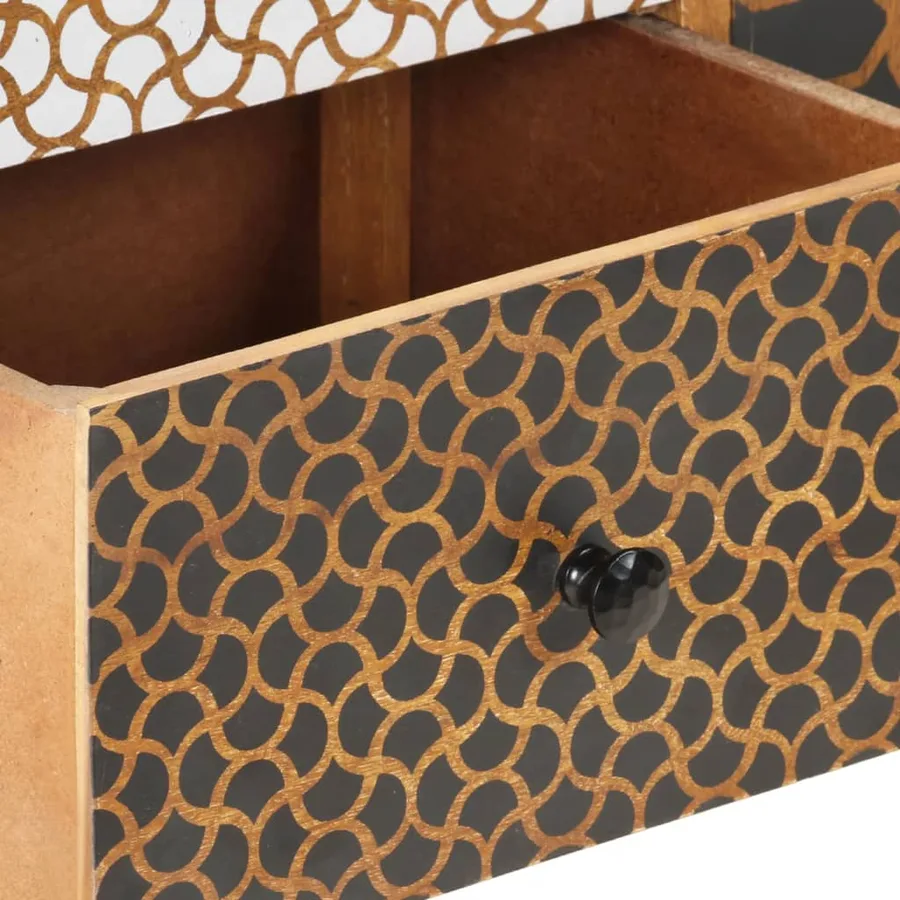 Buffet avec motif imprimé 130x30x70 cm Bois de manguier massif - 6