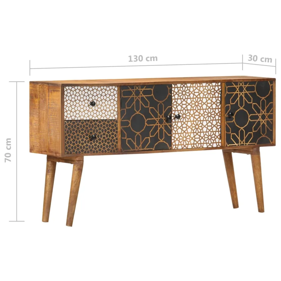 Buffet avec motif imprimé 130x30x70 cm Bois de manguier massif - 7