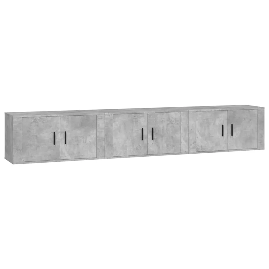 Meubles TV muraux 3 pcs gris béton 80x34,5x40 cm - 2
