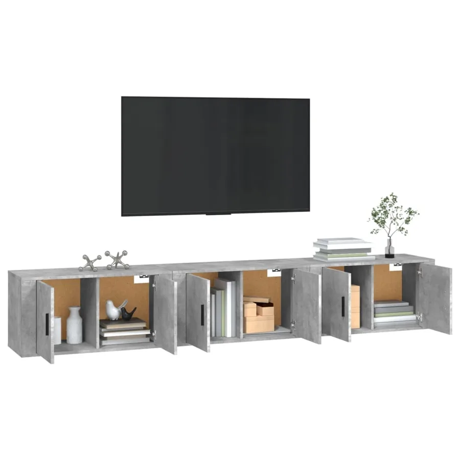 Meubles TV muraux 3 pcs gris béton 80x34,5x40 cm - 3