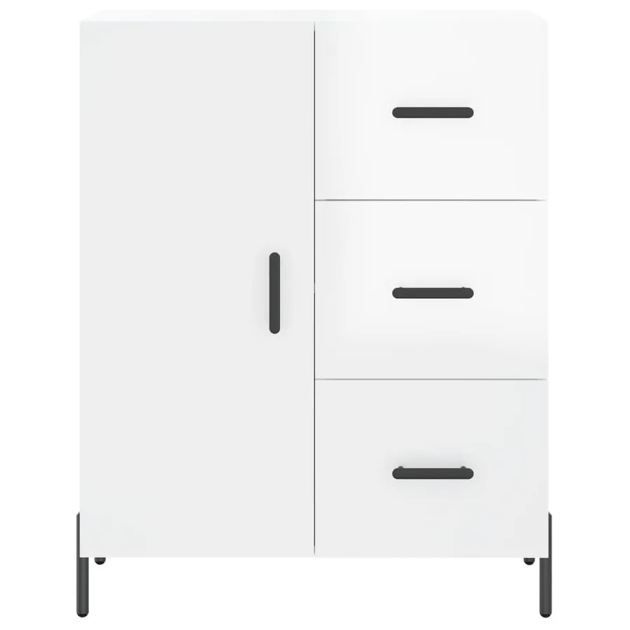 Buffet haut Blanc brillant 69,5x34x180 cm Bois d'ingénierie - 8
