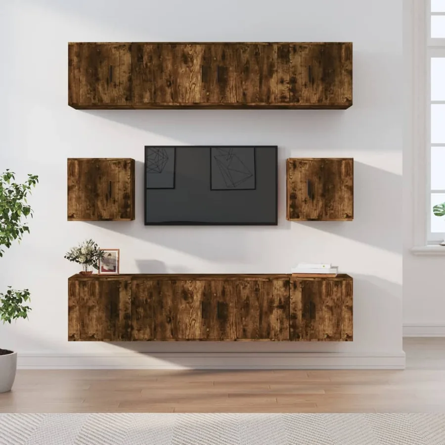 Ensemble de meubles TV 8 pcs Chêne fumé Bois d'ingénierie