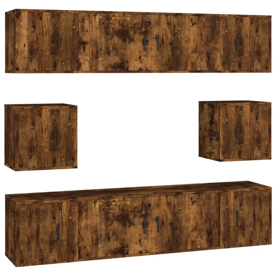 Ensemble de meubles TV 8 pcs Chêne fumé Bois d'ingénierie - 2