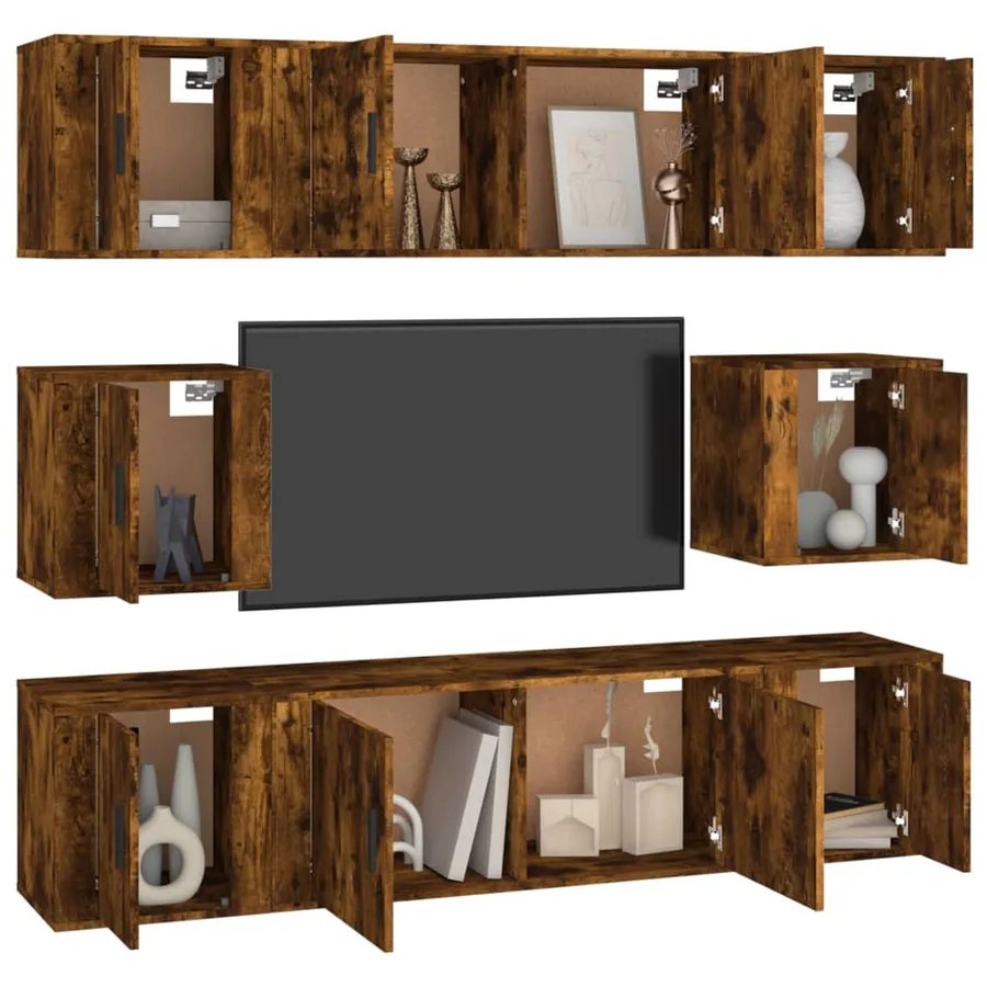 Ensemble de meubles TV 8 pcs Chêne fumé Bois d'ingénierie - 3