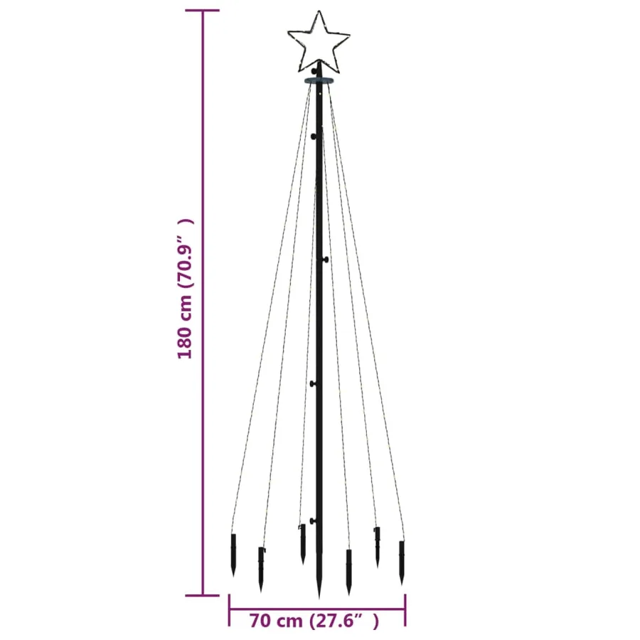 Sapin de Noël avec piquet Blanc chaud 108 LED 180 cm - 10