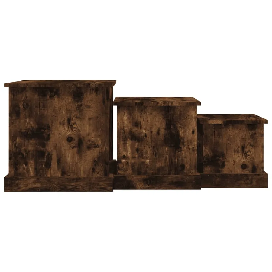 Tables basses 3 pcs chêne fumé bois d'ingénierie - 7