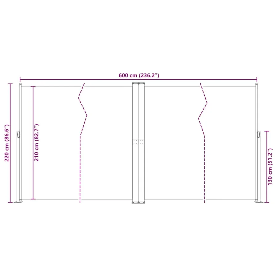 Auvent latéral rétractable Marron 220x600 cm - 9