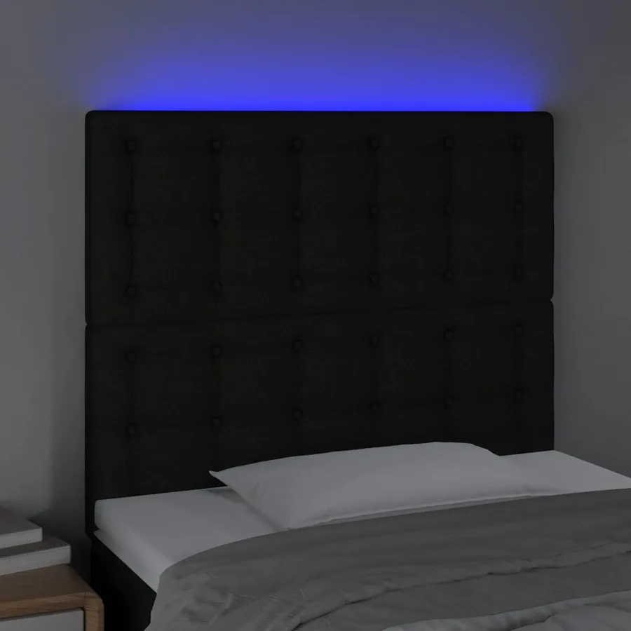 Tête de lit à LED Noir 80x5x118/128 cm Tissu - 3