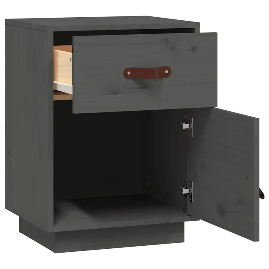 Tables de chevet 2 pcs Gris 40x34x55 cm Bois de pin massif - 6