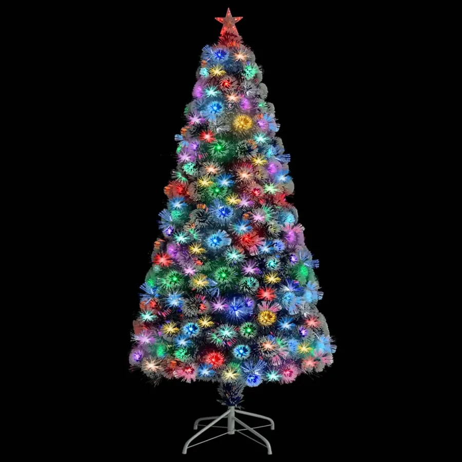 Arbre de Noël artificiel pré-éclairé blanc/bleu fibre optique - 2