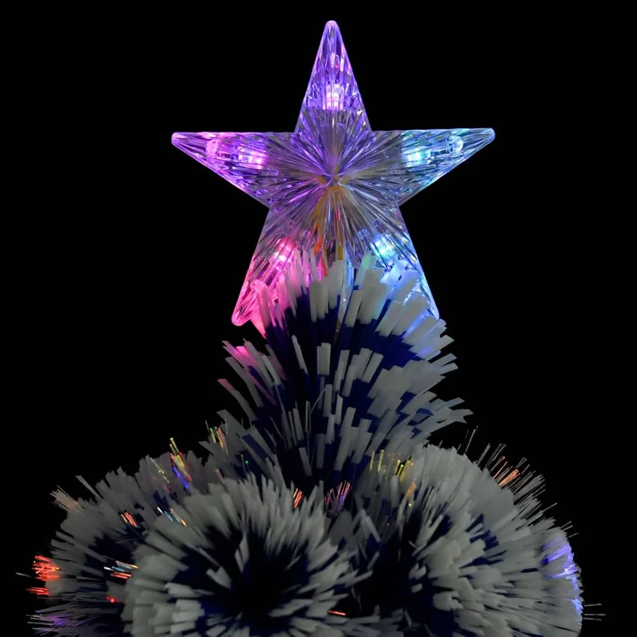 Arbre de Noël artificiel pré-éclairé blanc/bleu fibre optique - 4