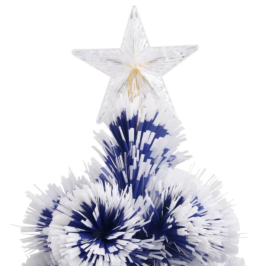 Arbre de Noël artificiel pré-éclairé blanc/bleu fibre optique - 7