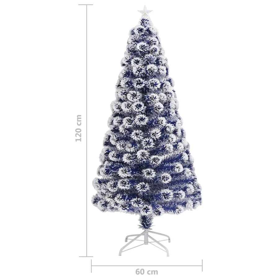 Arbre de Noël artificiel pré-éclairé blanc/bleu fibre optique - 9