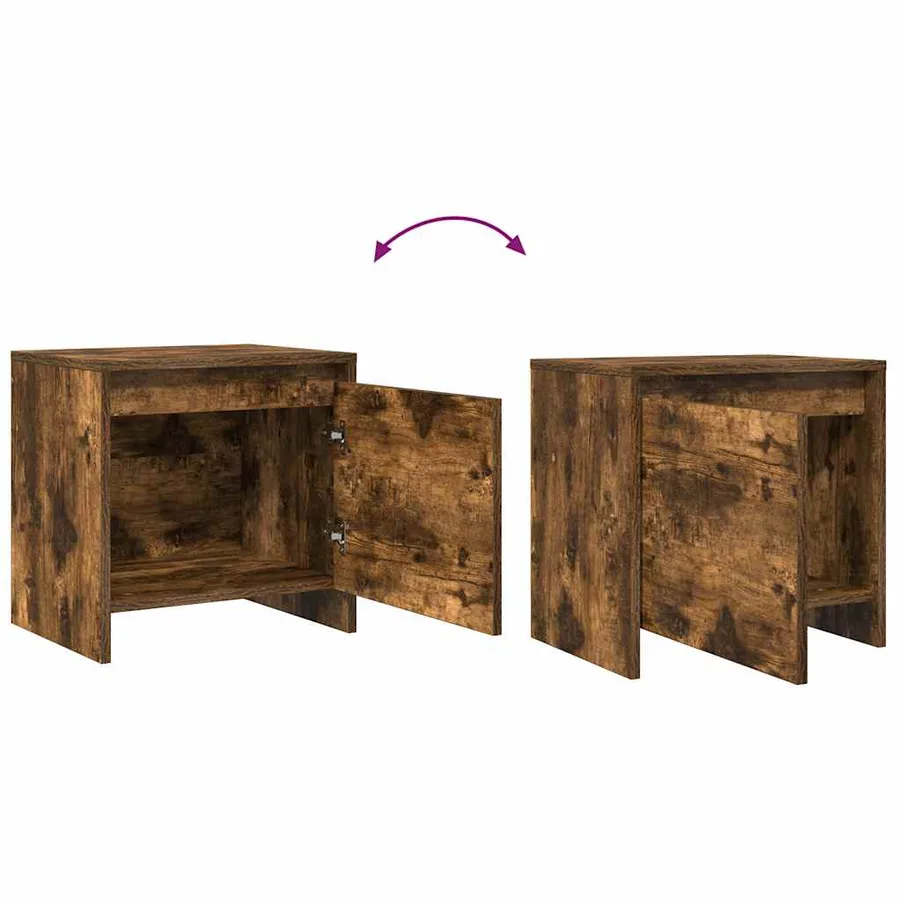 Table de chevet chêne fumé 45x34x44,5 cm bois d'ingénierie - 9