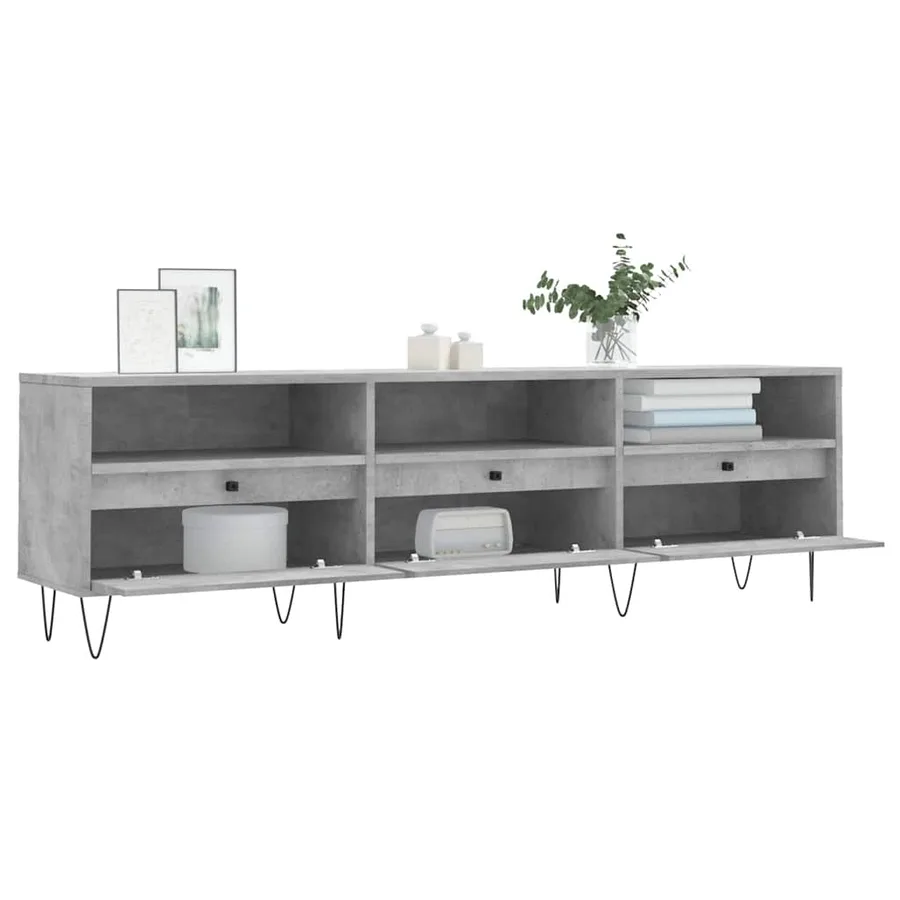 Meuble TV gris béton 150x30x44,5 cm bois d'ingénierie - 4