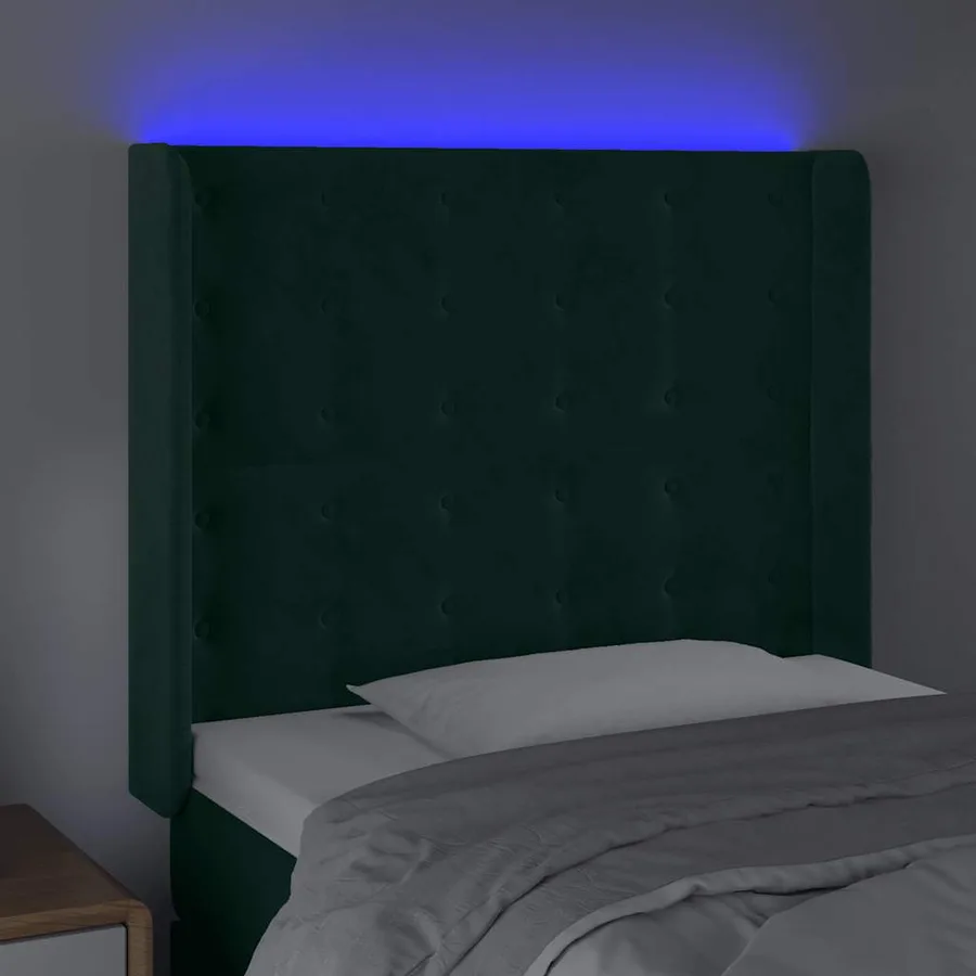 Tête de lit à LED Vert foncé 103x16x118/128 cm Velours - 4