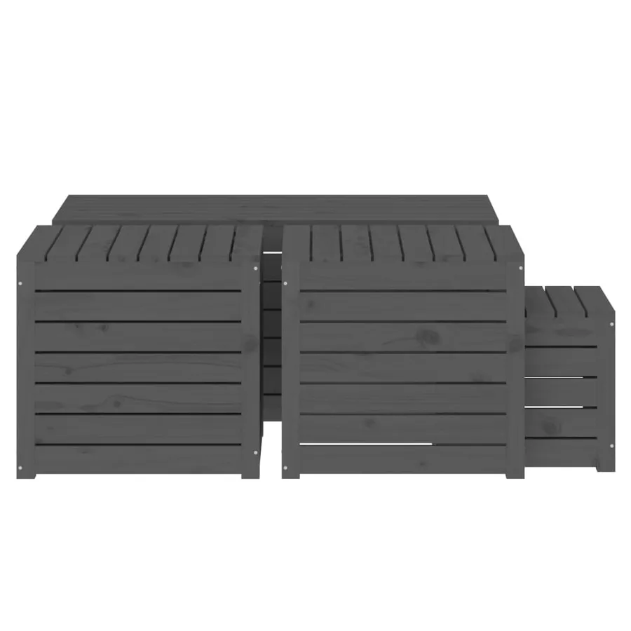 Ensemble de boîtes de jardin 4 pcs gris bois de pin massif - 7