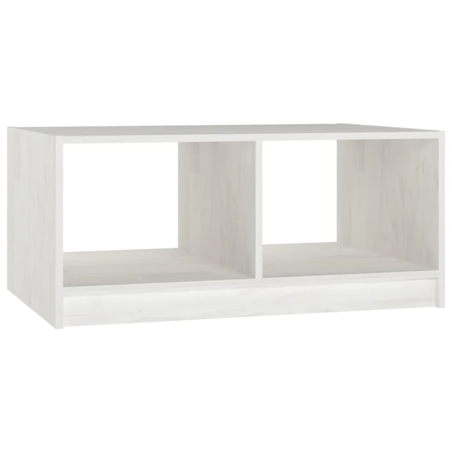Table basse blanc 75x50x33,5 cm bois de pin massif - 2
