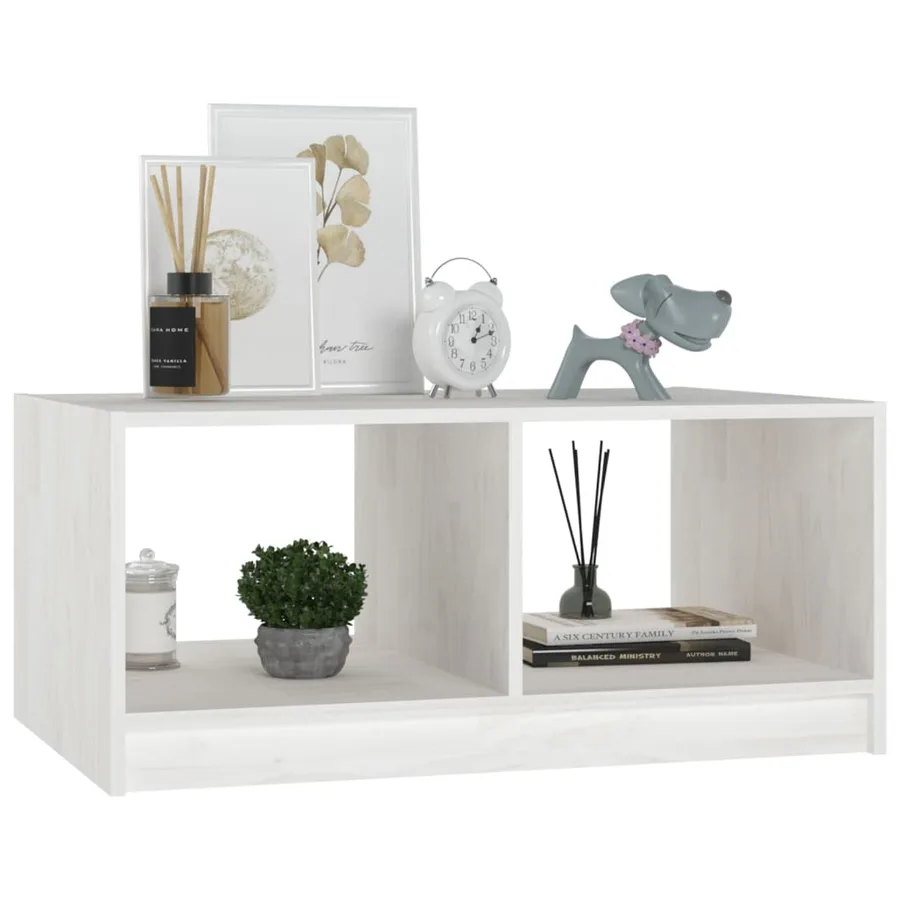 Table basse blanc 75x50x33,5 cm bois de pin massif - 4